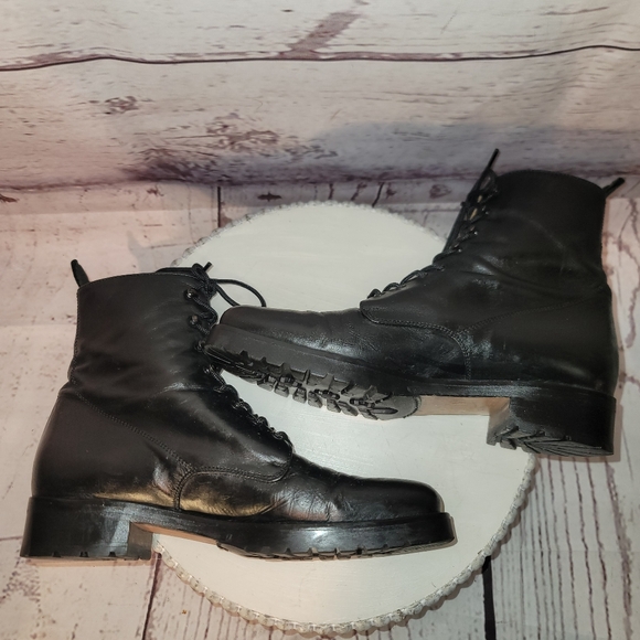 RITZ New York Black  Leather Moto Combat Ankle Lace-up Boots Size 36.5 EU, 6 US - Picture 3 of 12